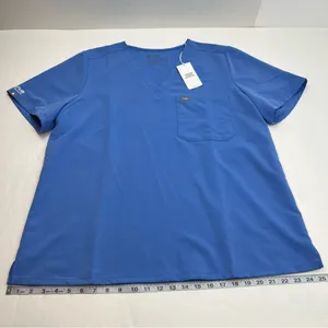 FIGS Catarina One Pocket Womens Scrub Top‎ Ceil Blue Shirt XXL NEW *EMBROIDERED thumbnail 12