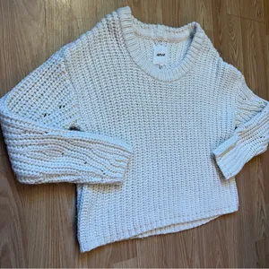 Aerie Oversized Chunky‎ Knit Cream Sweater Women’s XS-M Cozy Pullover Christmas thumbnail 2