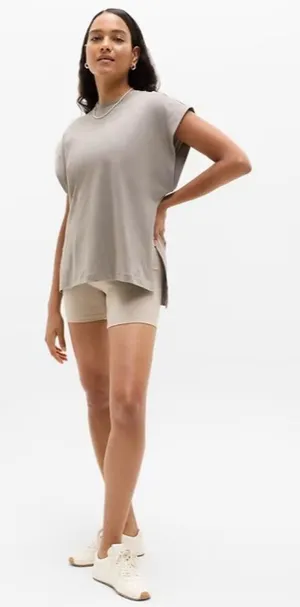 New Athleta M True Cotton Oversized Dolman Muscle Tee Mortar Mushroom Medium thumbnail 1