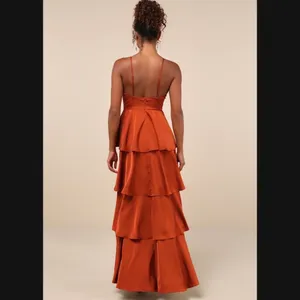 Lulus Going With Elegance Rust Tiered Maxi Dress thumbnail 4