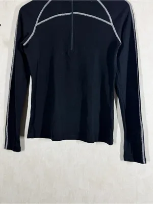 ibex Women’s Merino Wool Thermal Base Layer 1/4 Zip Shirt Longsleeve in Black M thumbnail 3