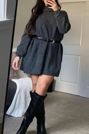 Hennes & Mauritz Gray Turtleneck Sweater Dress thumbnail 1