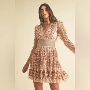 Floral Embroidered Pink Dress thumbnail 5
