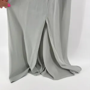 Abercrombie & Fitch Ruffle Slip Maxi Dress‎ Large Tall Sage Green Tie Back Slit thumbnail 5