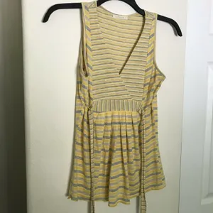 Anthropologie Testament Butter Yellow Stripe Y2K Babydoll Sleeveless Top - Small thumbnail 5
