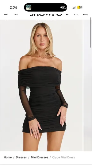 Showpo NWT Black mini dress with long sleeves size 16 thumbnail 2