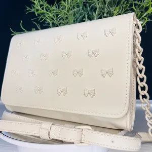 Betsey Johnson Cream Bow Studded Crossbody Bag Gold Chain NWT thumbnail 4