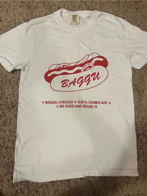 BAGGU White Tee with Red Hot Dog Graphic thumbnail 1