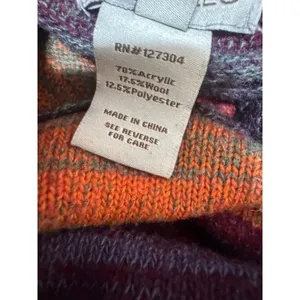Multiples Women XL Poncho Cowl Neck Sweater Wool Blend Striped Purple Orange thumbnail 5