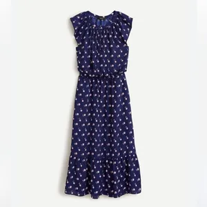 J.Crew Flutter Sleeve Bandana Floral Print Midi Dress Women's Size‎ XXS Blue thumbnail 2