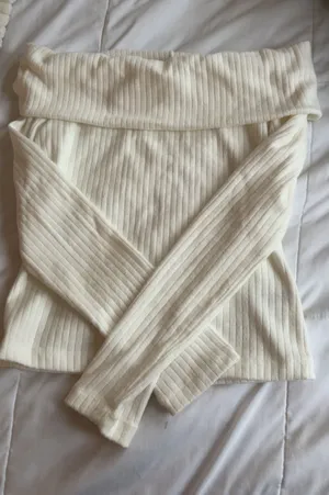 blenca off the shoulder white sweater thumbnail 1