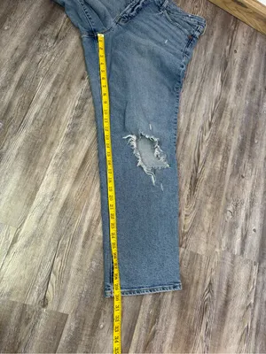 Old Navy Womens High Rise OG Loose Light Blue Jeans Distressed Smooth Pockets 16 thumbnail 7