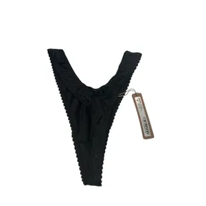 Skims Stretch Satin Dipped Thong XXS onyx NWT thumbnail 2