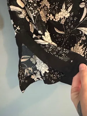 Zara black and white sheer floral quarter sleeve tunic blouse thumbnail 6