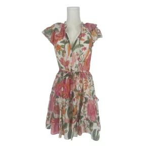 Farm‎ Rio Macaw Bloom Off-White Tropical Floral Cotton Mini Dress XS thumbnail 3