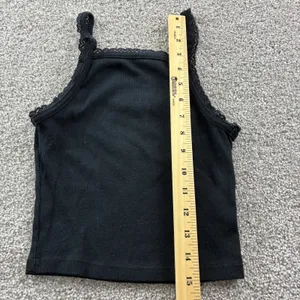 American Eagle Black Ribbed Lace‎ Trim Cropped Tank Top Womens XS Cami Casual thumbnail 4