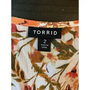 Torrid Cottagecore Babydoll Crochet Trim Top Women 2X Floral Lace Up Tassel Boho thumbnail 5