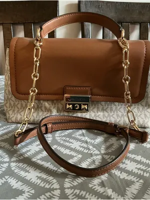 Michael Kors Laila Small Satchel Vanilla Acorn MK Logo Chain Crossbody thumbnail 1