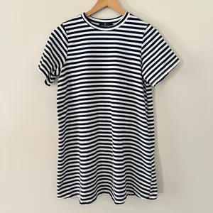 Pomander Place Tuckernuck Women's Navy Striped Zoe Mini Tee Dress T-Shirt Size S thumbnail 4