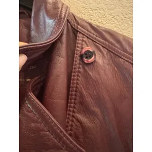 Vtg‎ Etienne Aigner Leather retro Jacket Sz 14 Burgundy Belted Button Front thumbnail 8