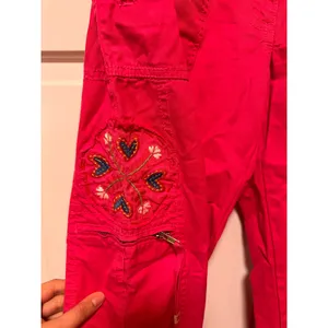 Vintage Johnny Was Embroidered Pink Wide Leg Pants Size Small thumbnail 6