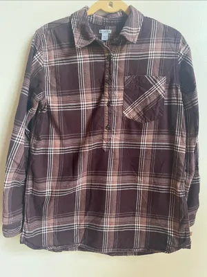 Carhartt Plaid 1/3 Button-Down pullover Shirt 100% cotton workwear shirt thumbnail 1