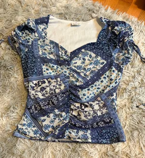 Ember Patchwork Shirt Blue Size L thumbnail 1