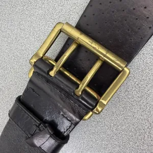 Lauren Ralph Lauren Belt Womens M Brown Leather Perforated Double Prong Buckle thumbnail 6