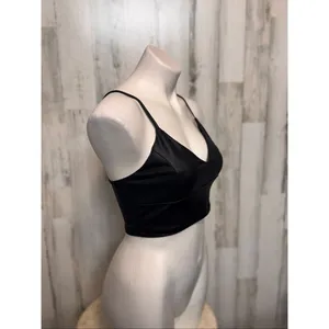 Jitren Clothing Black Faux Leather Spaghetti Strap Crop Top – Size Medium NWT thumbnail 7