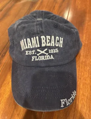 Miami Beach Florida Embroidered Navy Cap Blue thumbnail 1