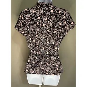 Millenium Black Pink Swirl Blouse Top Short Sleeve S Retro Indie‎ Twee Y2K 90's thumbnail 6