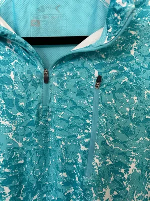 Silver Bait Long Sleeve 1/4 Zip Athletic Pullover Shirt Teal White Camo thumbnail 2