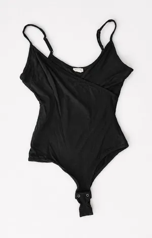 Garage Black Ribbed Snap Bodysuit Women’s Adjustable Strap Tank Top XS thumbnail 1