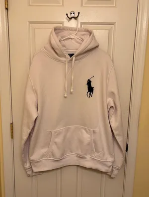 Polo by Ralph Lauren Men’s White Large Logo Pullover Hoodie Sweatshirt thumbnail 1