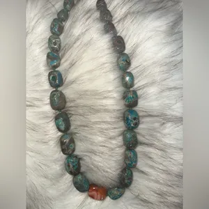NWT FREE PEOPLE Beaded Stone Necklace - Chrysacolla With Labrador $68 MSRP thumbnail 9