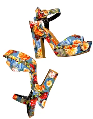 Qupid Women’s Tropical  Studded Peep Toe Platform Heels  thumbnail 8