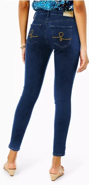 $138 Lilly Pulitzer Eagan High Rise Skinny Jeans in Bennet Wash size 2 thumbnail 1