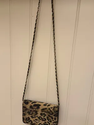 Bebe Leopard Animal Print Sparkle Chain Mini Purse thumbnail 8