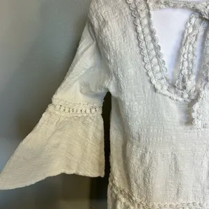 Oddi Chic White Women's Peasant Blouse Boho size Small thumbnail 4