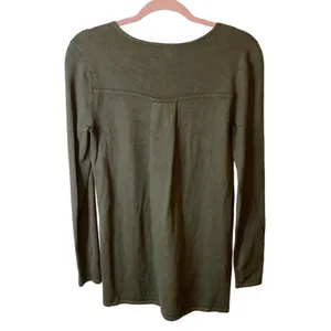Chelsea & Theodore Olive Green Long‎ Sleeve Sweater Small Casual High Low thumbnail 2