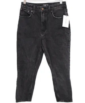 Abercrombie & Fitch Curve Love High Rise Mom Jean Black Denim Jeans Size 26 2 thumbnail 1