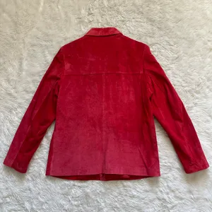 Vintage Uniform Jacket 100% Leather Suede Zip Up Red 8 thumbnail 2