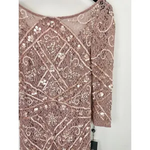 Adrianna Papell Sequin Beaded Boat Neck Dress Cocktail Rose Quartz US 4 NWT thumbnail 8