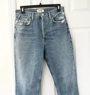 Riley High Rise Straight Crop Denim Jeans Button Fly In Frequency 27 thumbnail 7