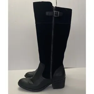 B. O. C. Born Austell Black Suede‎ Leather Tall Riding Boots Zipper Size 6.5 M thumbnail 3