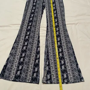 Daily Special Navy and White Patterned Women's Flare Pants, soft. thumbnail 2