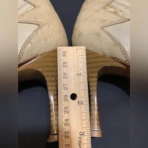 Women’s Mid Calf Heeled Cream color Western Boots approximate size 9/9.5 thumbnail 12