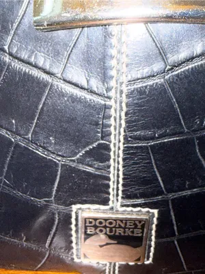 Vintage Dooney & Bourke Black Croc-Embossed Leather Hobo Shoulder Bag thumbnail 2