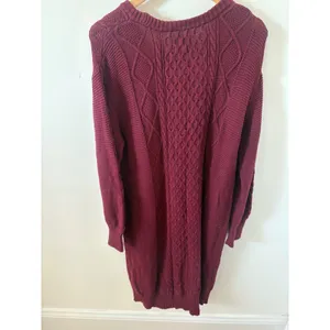 Pact Organic Cotton Cable Knit Sweater Dress Burgundy Wine Medium M Longline thumbnail 3