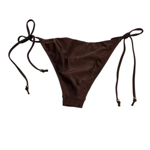 Shade & Shore String Bikini Bottom Women's XS Brown Beaded Low Rise High Leg NWT thumbnail 2